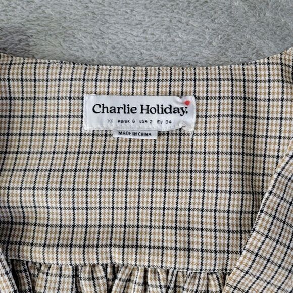 Charlie Holiday Deep V Neck Long Sleeve Multicolor Striped Crop Top Women's XS 2 - Picture 3 of 10